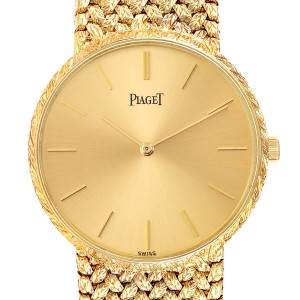 Piaget 18k Yellow Gold Champagne Dial Vintage Mens Watch 9065