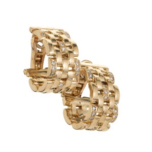 Cartier Maillon Panthere .50 Carat Diamond Five Row Gold Hoop Earrings