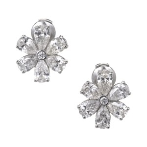Platinum 6.70ct Diamond Cluster Earrings 