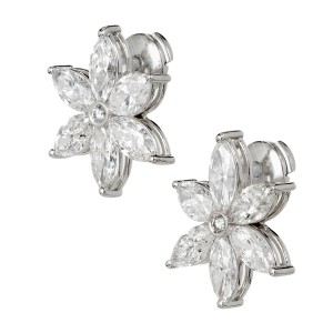 Platinum 6.41ct Diamond Cluster Earrings 