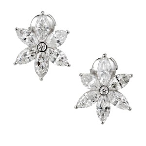 Platinum 6.41ct Diamond Cluster Earrings 