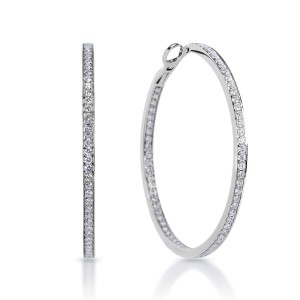 Litzy  Carats Round Brilliant Diamond Hoop Earrings in 14k White Gold