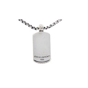 David Yurman 925 Sterling Silver Small Dog Tag Necklace
