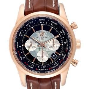 Breitling Transocean Chronograph Unitime Rose Gold Watch RB0510