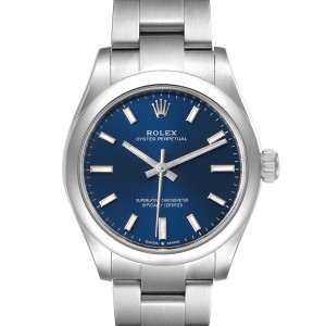 Rolex Midsize 31mm Blue Dial Automatic Steel Ladies Watch 277200 Unworn