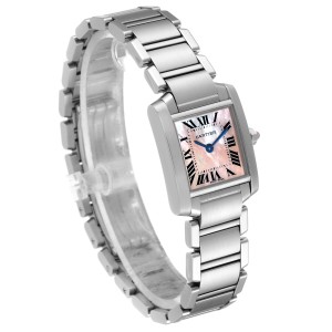 Cartier Tank Francaise Pink Mother of Pearl Steel Watch W51028Q3 