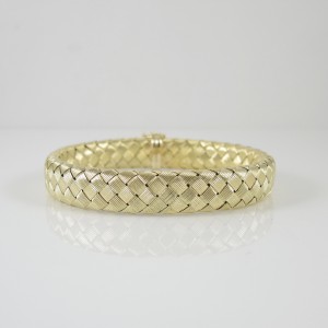 Roberto Coin 18K Yellow Gold Sapphire Woven Silk Bangle Bracelet 