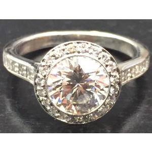 Tiffany & Co Platinum Bead Border Set Diamond Engagement Ring 1.37Ct+.55Ct HVVS1