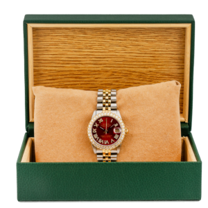 ROLEX LADY-DATEJUST 68273 31MM RED DIAMOND DIAL WITH TWO TONE JUBILEE BRACELET