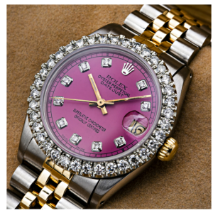 ROLEX DATEJUST MIDSIZE 31MM 68274 PINK DIAMOND DIAL AND BEZEL TWO TONE JUBILEE 