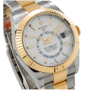 ROLEX SKY DWELLER WATCH 326933 STEEL AND YELLOW GOLD WHITE DIAL BOX AND CARD