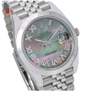 ROLEX DATEJUST 41 WATCH, 126300 41MM, MOP DIAMOND DIAL WITH STEEL JUBILEE BAND