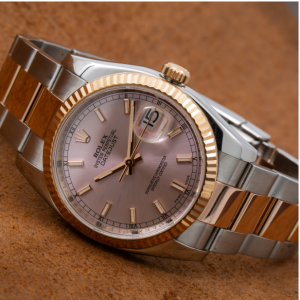 ROLEX DATEJUST 36MM WATCH STEEL AND ROSE GOLD 116231 OYSTER BRACELET PINK DIAL