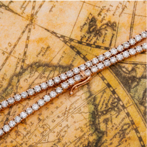 UNISEX 14K ROSE GOLD DIAMOND TENNIS CHAIN WITH 13CT DIAMONDS 22 INCHES LONG 