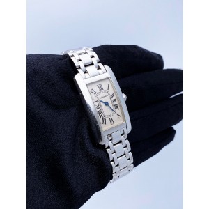 Cartier Tank Americaine 18K White Gold Ladies Watch