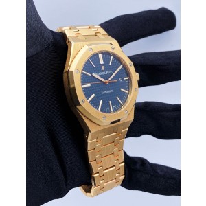 Audemars Piguet Royal Oak 15400OR 18K Rose Gold Blue Dial Mens Watch