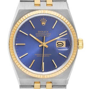 Rolex Oysterquartz Datejust Steel Yellow Gold Blue Dial Mens Watch 