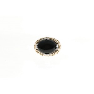 Vintage 1960 Black Onyx 14k yellow gold diamond ring