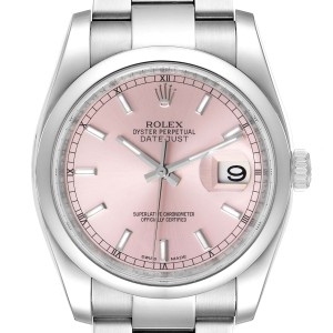 Rolex Datejust 36 Pink Baton Dial Steel Mens Watch 116200 