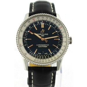 BREITLING NAVITIMER A17326211-B1P2 BLACK LEATHER GOLD ACCENTED AUTOMATIC WATCH