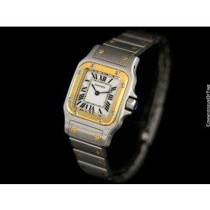CARTIER LADIES SANTOS GALBEE SS Steel & 18K Gold Watch - Mint 