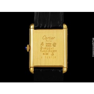 Cartier Vintage Mens Gold Vermeil Tank, 18K Gold over Silver 
