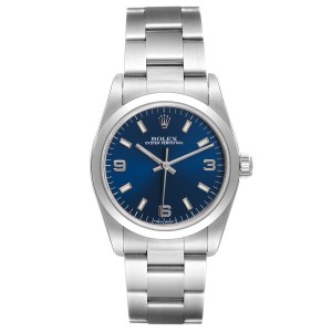 Rolex Midsize 31mm Steel Blue Dial Oyster Bracelet Ladies Watch 