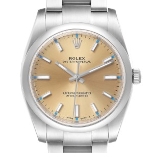 Rolex Oyster Perpetual 34mm White Grape Dial Steel Mens Watch 