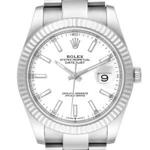 Rolex Datejust 41 Steel White Gold Oyster Bracelet Mens Watch 