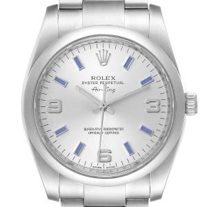 Rolex Air King Silver Dial Blue Hour Markers Steel Mens Watch 