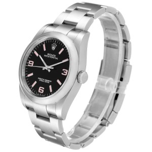 Rolex Oyster Perpetual 36 Pink Baton Black Dial Steel Unisex Watch 