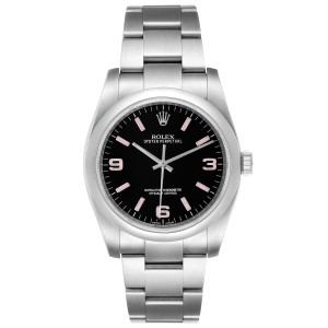 Rolex Oyster Perpetual 36 Pink Baton Black Dial Steel Unisex Watch 