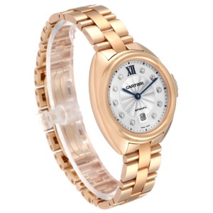 Cartier Cle 18K Rose Gold Automatic Diamond Ladies Watch  