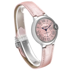 Cartier Ballon Bleu 33 Pink Dial Steel Ladies Watch