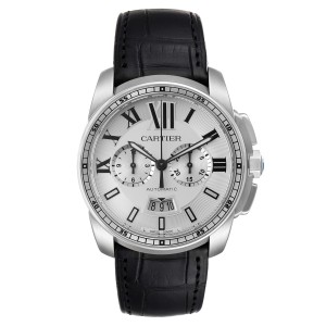 Calibre De Cartier Steel Chronograph Silver Dial Watch W7100046