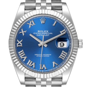 Rolex Datejust 41 Steel White Gold Blue Dial Mens Watch 