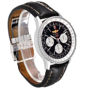 Breitling Navitimer 01 Black Strap Automatic Steel Mens Watch 