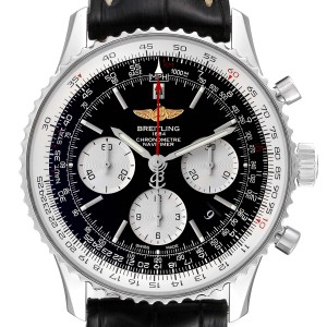 Breitling Navitimer 01 Black Strap Automatic Steel Mens Watch 