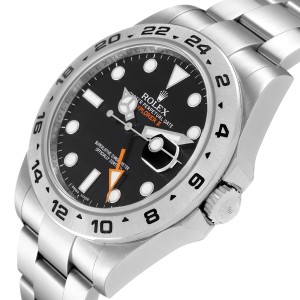 Rolex Explorer II 42 Black Dial Orange Hand Steel Watch 