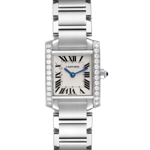 Cartier Tank Francaise Steel Silver Dial Diamond Ladies Watch 