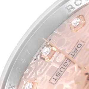 Rolex Datejust 36mm Steel Rose Gold Diamond Unisex Watch 
