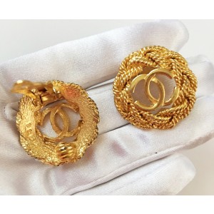 Chanel Gold-Tone Wired CC Vintage Earrings