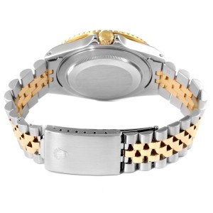 Rolex GMT II Diamond Ruby Serti Dial Steel Yellow Gold Mens Watch 