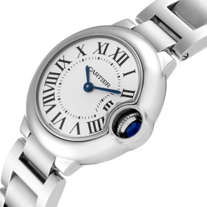 Cartier Ballon Blue 29 Silver Dial Quartz Steel Ladies Watch 