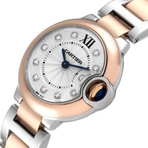 Cartier Ballon Blue 28 Steel Rose Gold Diamond Watch