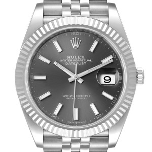 Rolex Datejust 41 Steel White Gold Rhodium Dial Mens Watch 