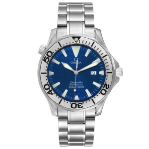 Omega Seamaster Electric Blue Wave Dial Mens Watch 