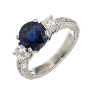 Peter Suchy Platinum with 2.48ct Royal Blue Sapphire and Diamond Ring Size 6.75