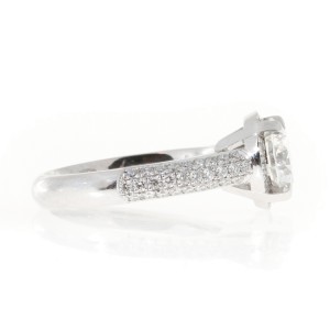 Platinum Engagement Halo Diamond Ring Size 6.75