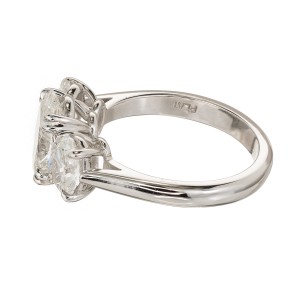 Peter Suchy Platinum with 2.01ct Ideal Cut Oval 3 Stone Diamond Engagement Ring Size 6.75